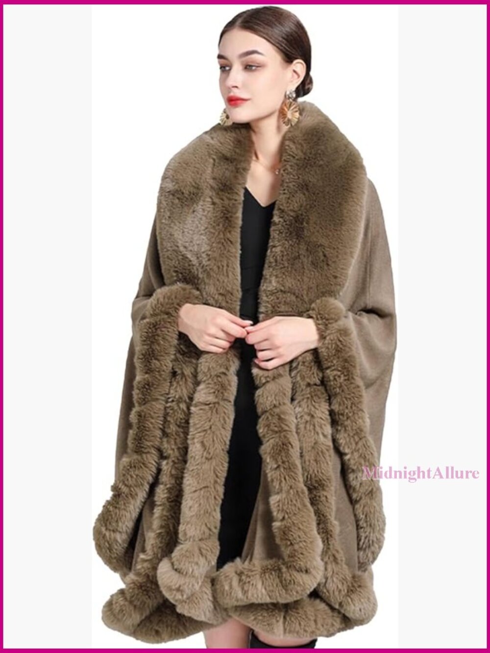 Faux Fur Shawl Wrap Cape Cloak Winter Evening Dress Elegant One Size